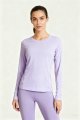 Women's Light Purple Long-Sleeve Workout Top – Slim-Fit Yoga Running Athletic Shirt