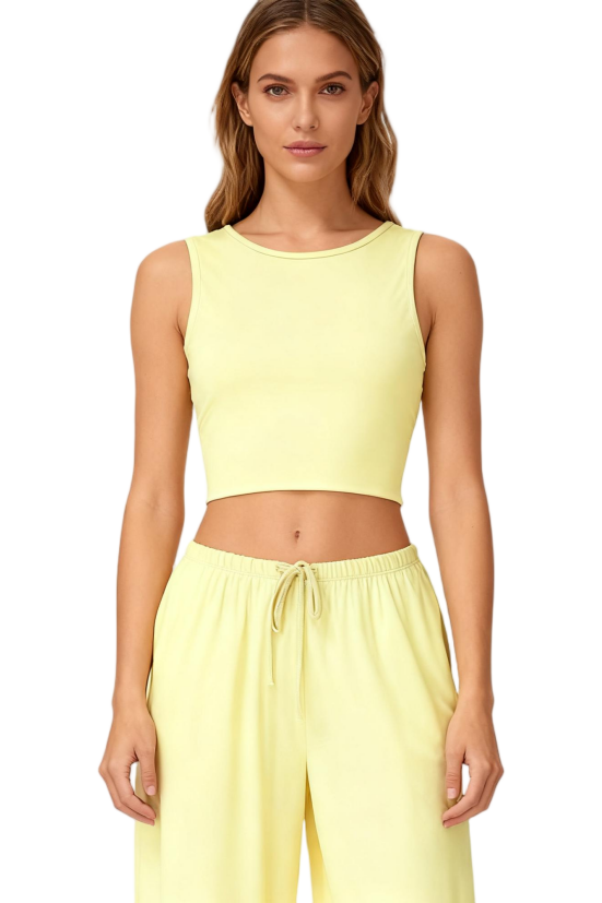 Sleeveless Round Neck Yoga Crop Top