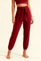 Women's Burgundy Tie-Waist Jogger Pants – Soft Loungewear & Yoga Workout Bottoms