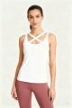 Women's White Cross-Back Sleeveless Tank Top – Breathable Yoga Workout Athletic Shirt